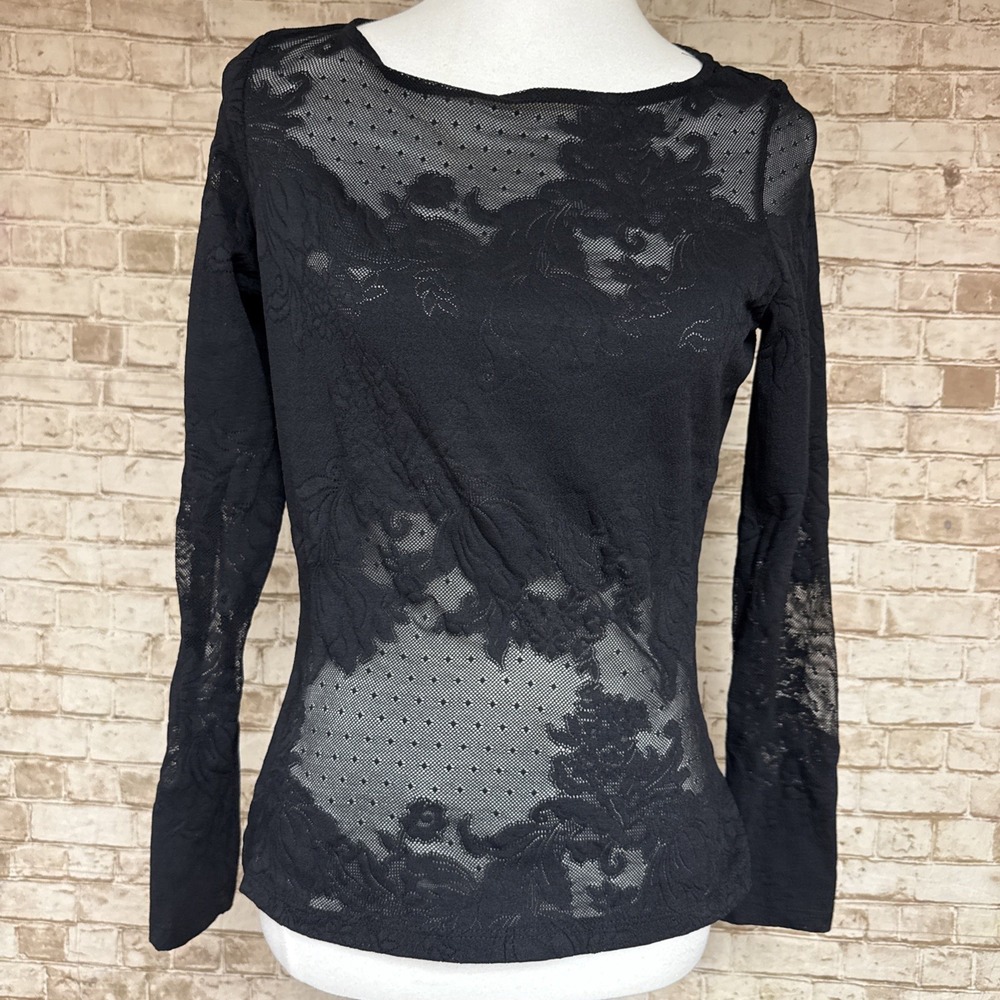 Arden B. Sheer Lace Top M  Floral Whimsigoth Fairy Grunge Indie Y2K